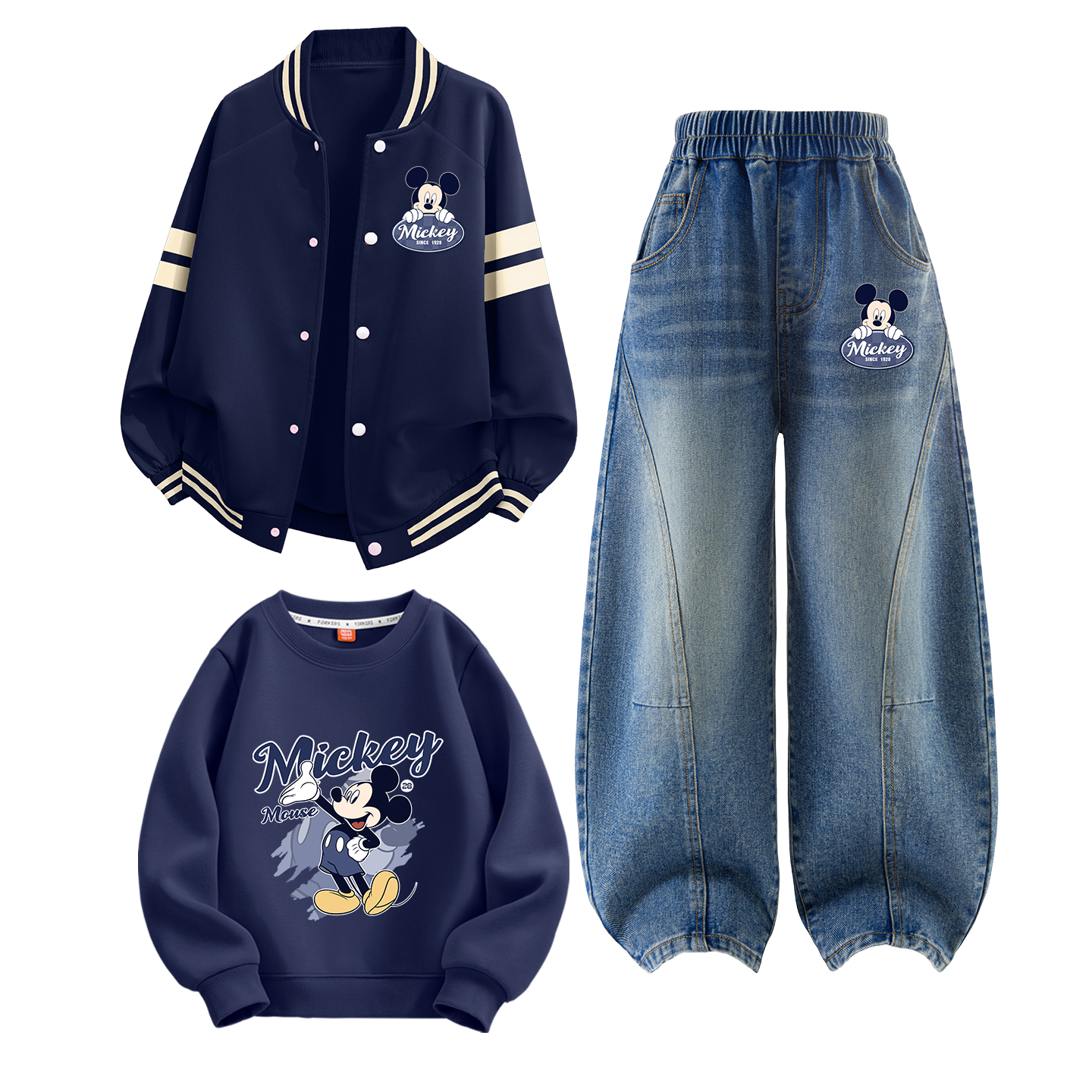 Детский спортивный комплект Casual из 3 предметов Disney, темно-indigo синий+темно-denim синий+темно-indigo — фото 3