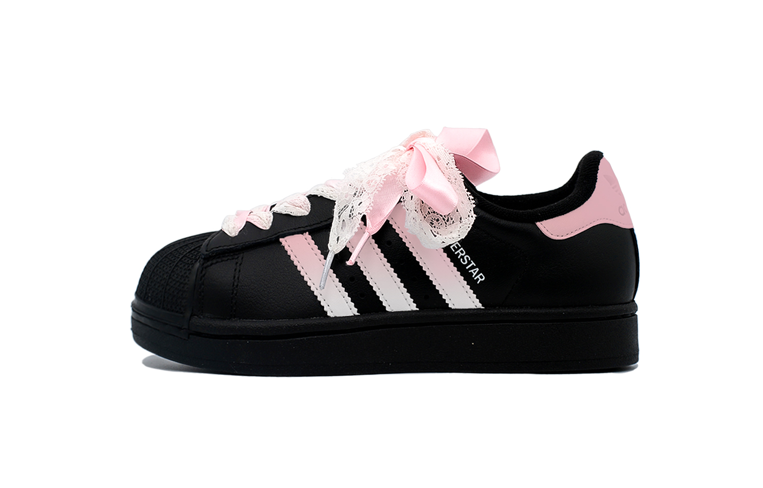 

Adidas Originals Детские низкие скейтбордистские кроссовки Superstar 2 Pink Rhythm Lace с износостойкой шнуровкой, черные и розовые, для подростков