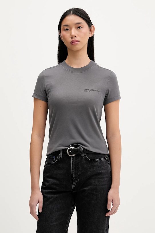 

Хлопковая футболка Karl Lagerfeld Jeans, серый