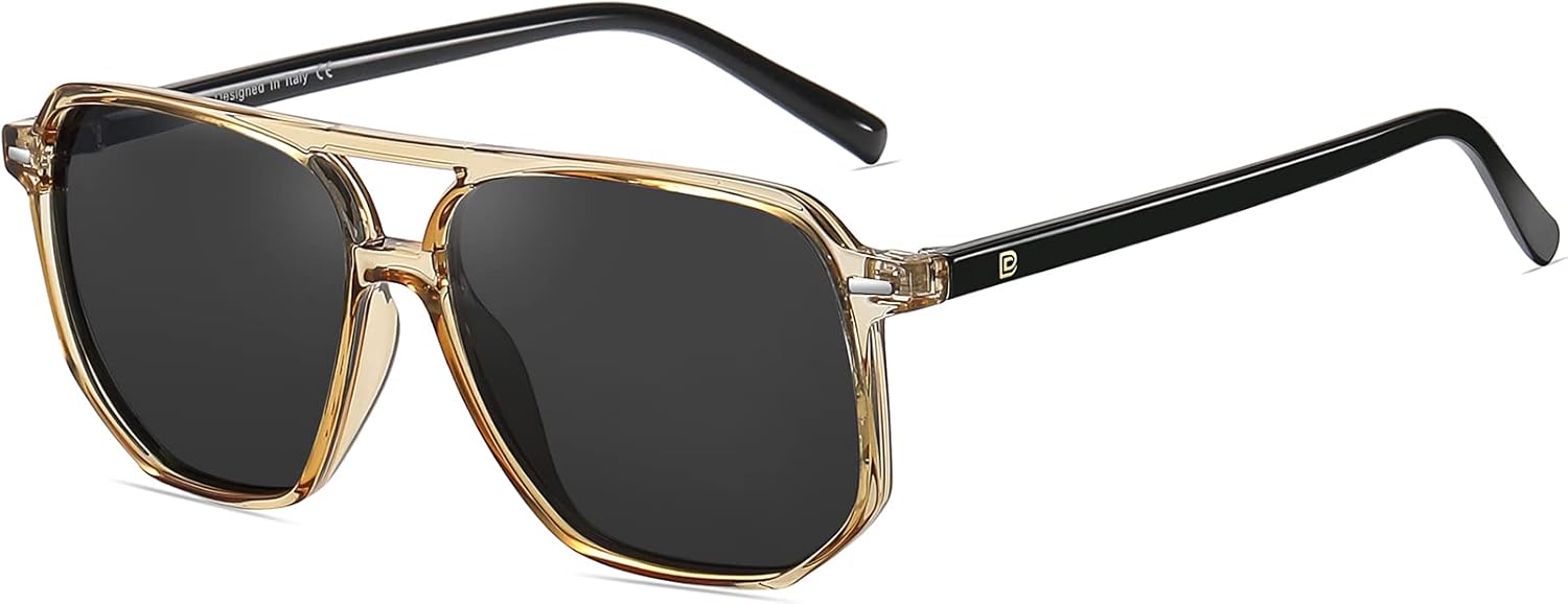 

Солнцезащитные очки-авиаторы DUCO в стиле ретро-винтаж, квадратные, поляризованные, для женщин и мужчин, с двойной перемычкой, модель DC3001, Transparent Gold Frame Grey Lens