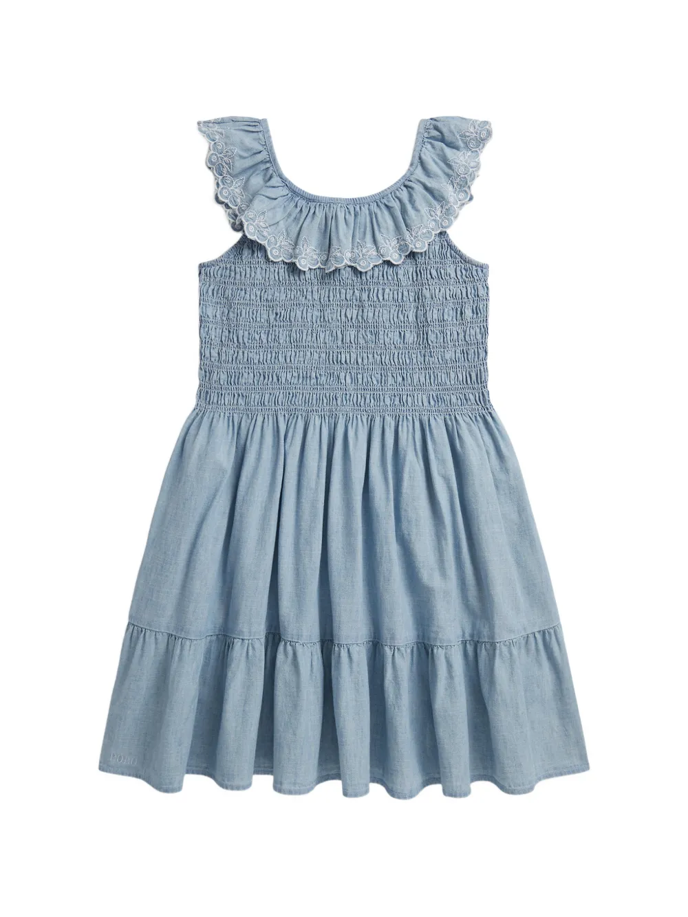 Платье с оборками Polo Ralph Lauren Kids, синий — фото 2