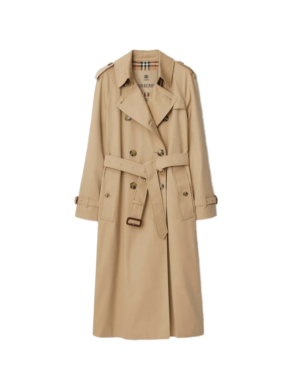 

Хлопковое пальто с поясом Burberry, бежевый