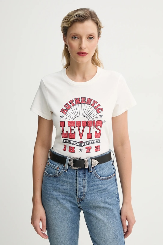 

Хлопковая футболка THE PERFECT TEE Levi'S, бежевый