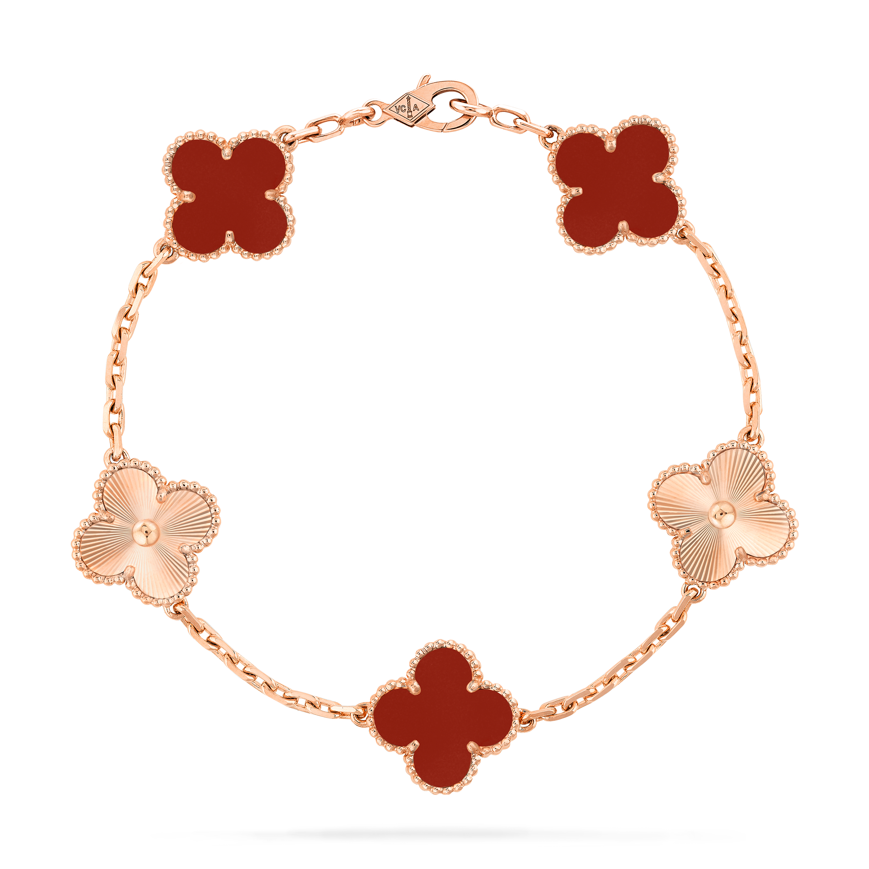 

Браслет Van Cleef & Arpels Vintage Alhambra, 5 мотивов, 18-ct розовое золото, сердолик
