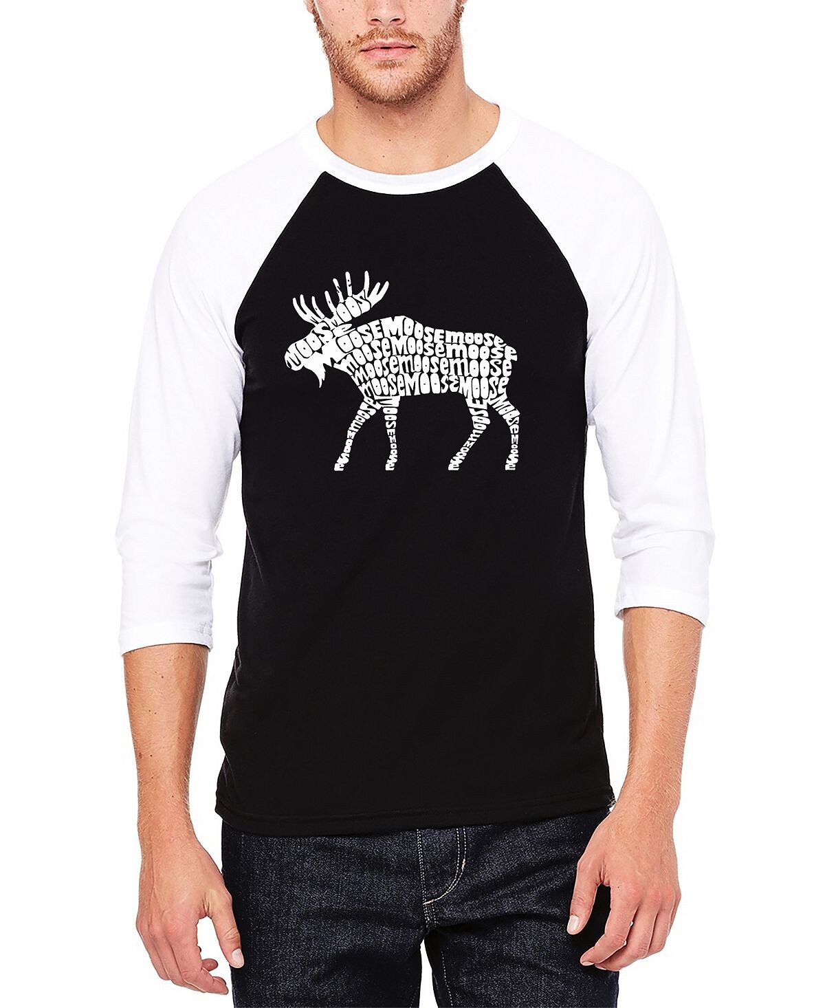 

Мужская футболка с рукавами реглан Moose Baseball Word Art LA Pop Art