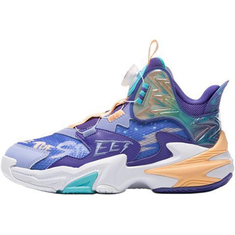 

QIAODAN Непромокаемые и дышащие детские баскетбольные кроссовки low top с противоскользящей амортизацией, цвет purple blue