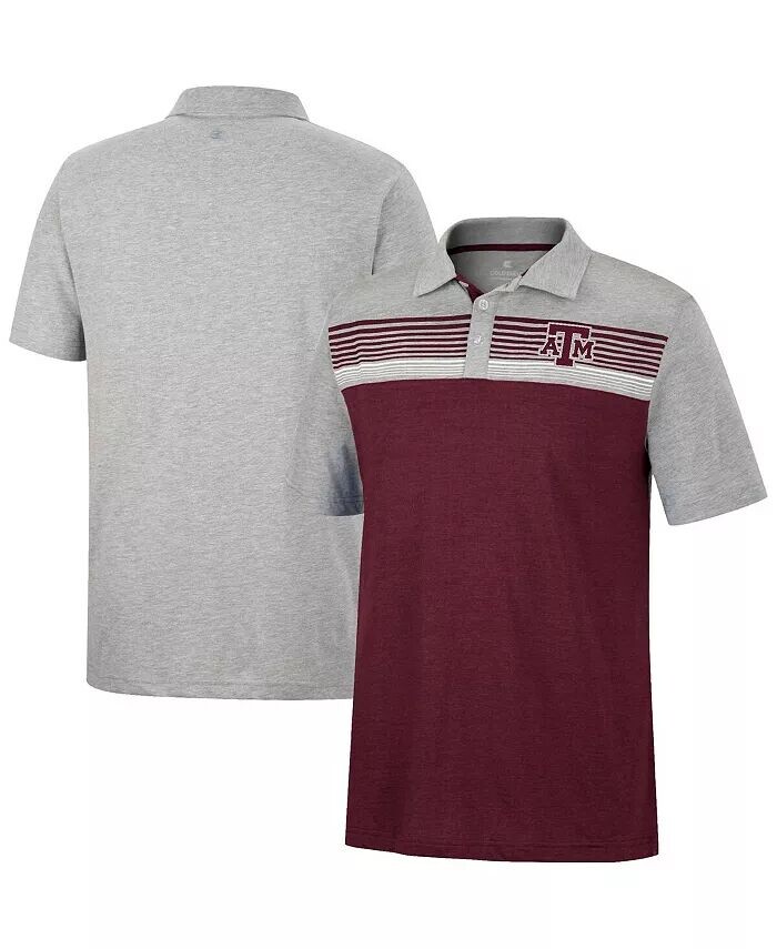 

Мужская рубашка-поло Texas A&M Aggies Caddie Maroon, Heathered Gray Colosseum