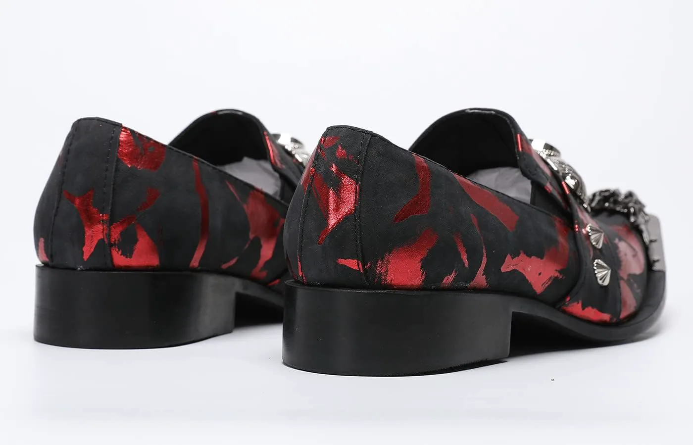 

Мужские классические туфли Santimon из замши и кожи с драконом, черные с металлическим наконечником и одной застежкой, свадебные, формальные лоферы, черный