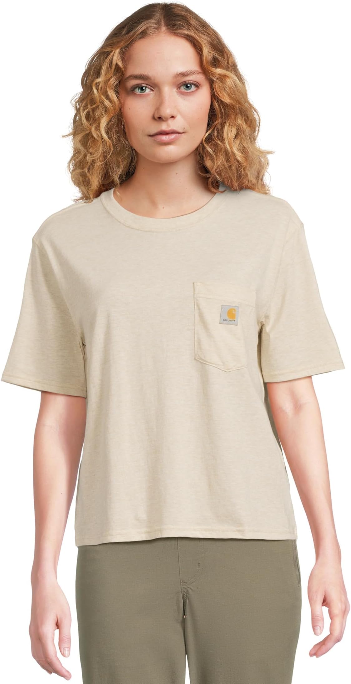 

Футболка Carhartt Loose Fit Lightweight Short Sleeve Crew Neck T-Shirt, цвет Oat Milk Heather