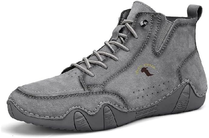 

Мужские кожаные повседневные ботинки Легкие высокие ботинки для улицы Комфортные прогулочные ботинки Противоскользящие дышащие ботинки для вождения Asifn, серый