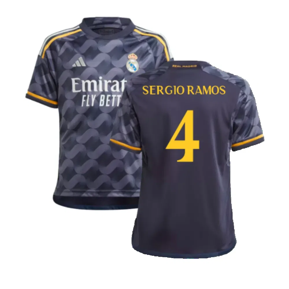 Детская футболка Real Madrid Sergio Ramos 4 (выездная) 2023/24, темно-синий