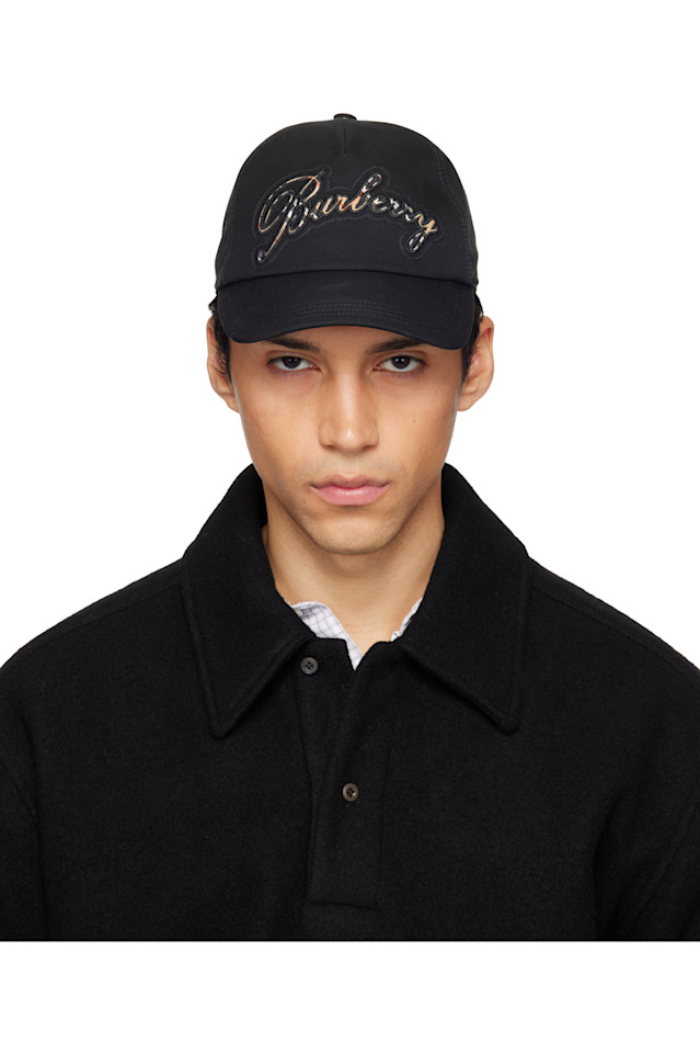 

Бейсболка из габардина с логотипом, выполненным курсивом Burberry, черный
