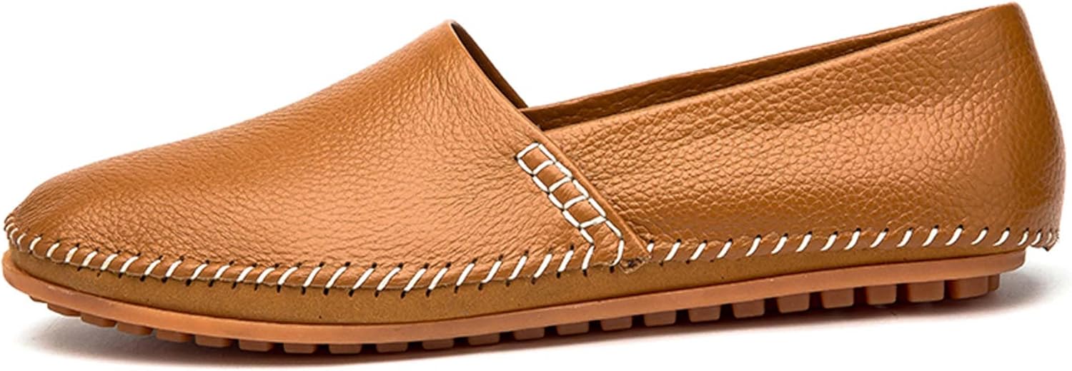 

Мужские кожаные лоферы, повседневные туфли на плоской подошве, легкий дизайн, ручная строчка, удобные, мягкие, стильные, подходят для повседневных поездок, вождения, прогулок, свиданий и других случаев, носка во все сезоны Vtiao, коричневый