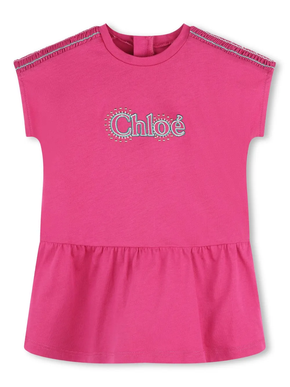 

Платье из органического хлопка с вышитым логотипом Chloé Kids, розовый
