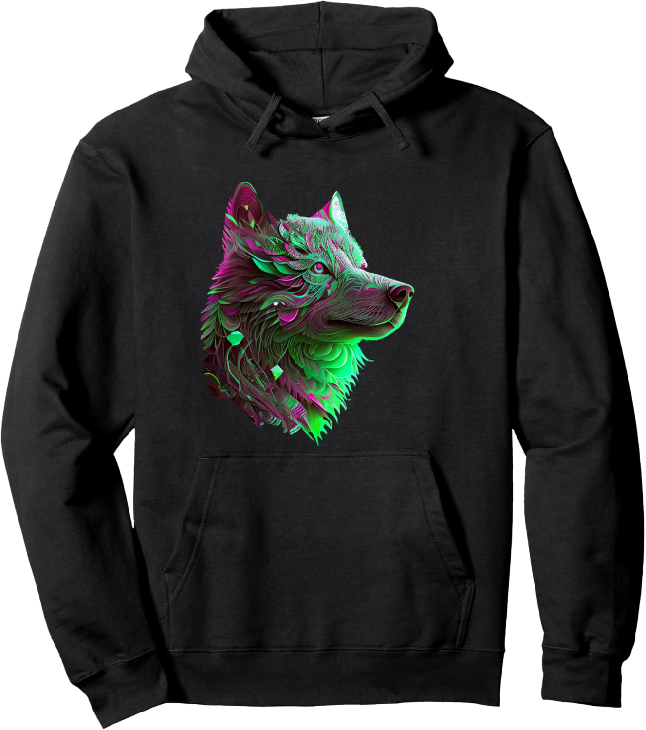 

Толстовка Ethereal Wilderness Wolf Head Vibrant Colors Vivid Abstract Wolf Spirit Artwork, черный