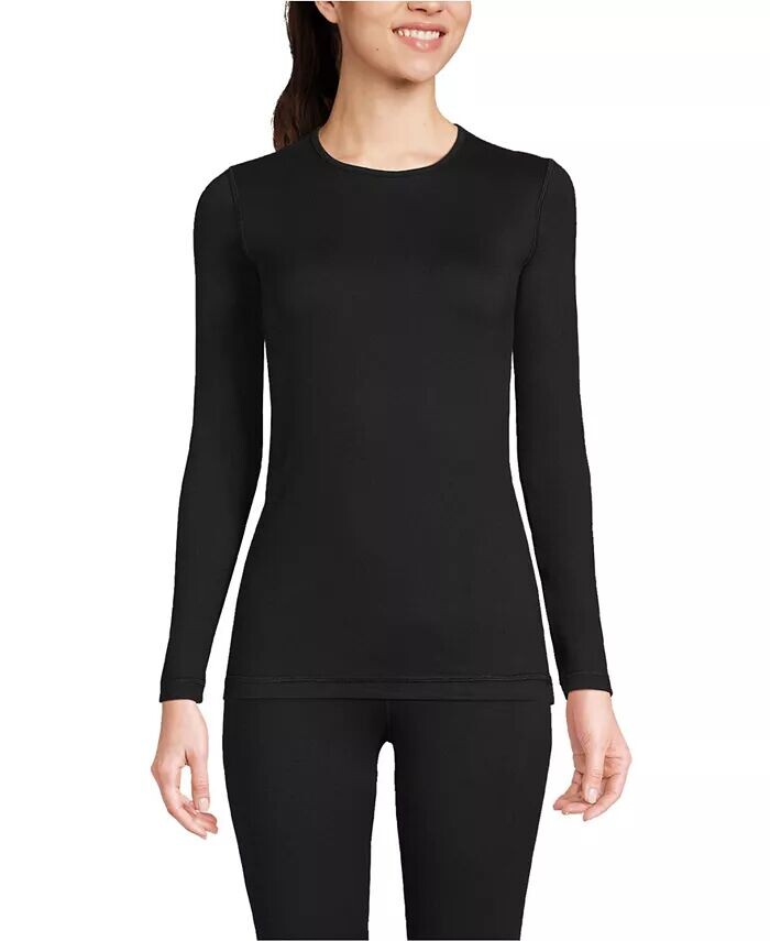 

Женский топ Petite Baselayer Cozy Thermaskin Crewneck Lands' End, черный
