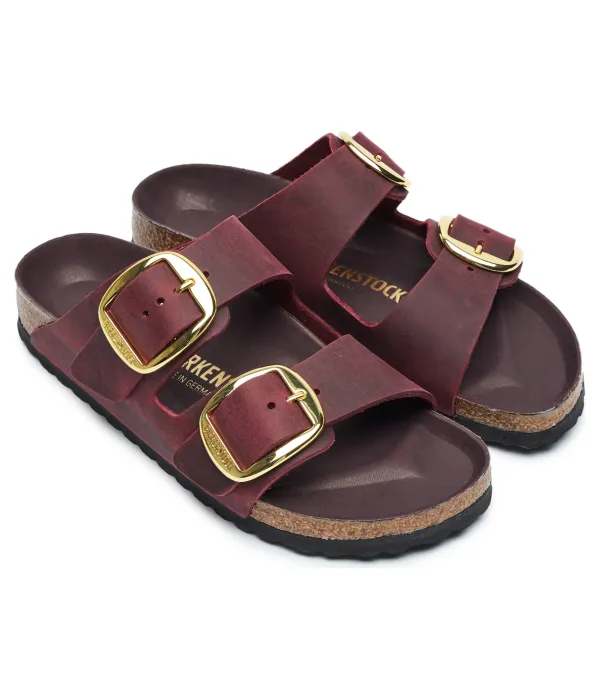 Кожаные тапочки Arizona с большой пряжкой Birkenstock, красный — фото 3