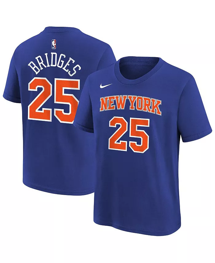 

Футболка New York Knicks с именем и номером Mikal Bridges, синяя, для подростков Nike