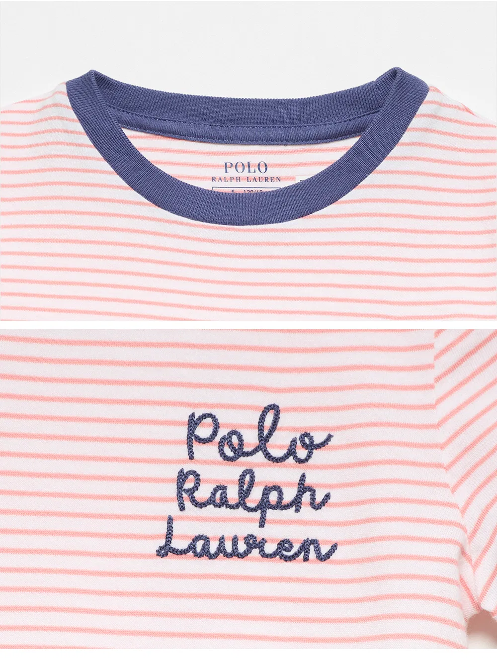 Детская хлопковая футболка в полоску с логотипом розового цвета от Polo Ralph Lauren Children — фото 4