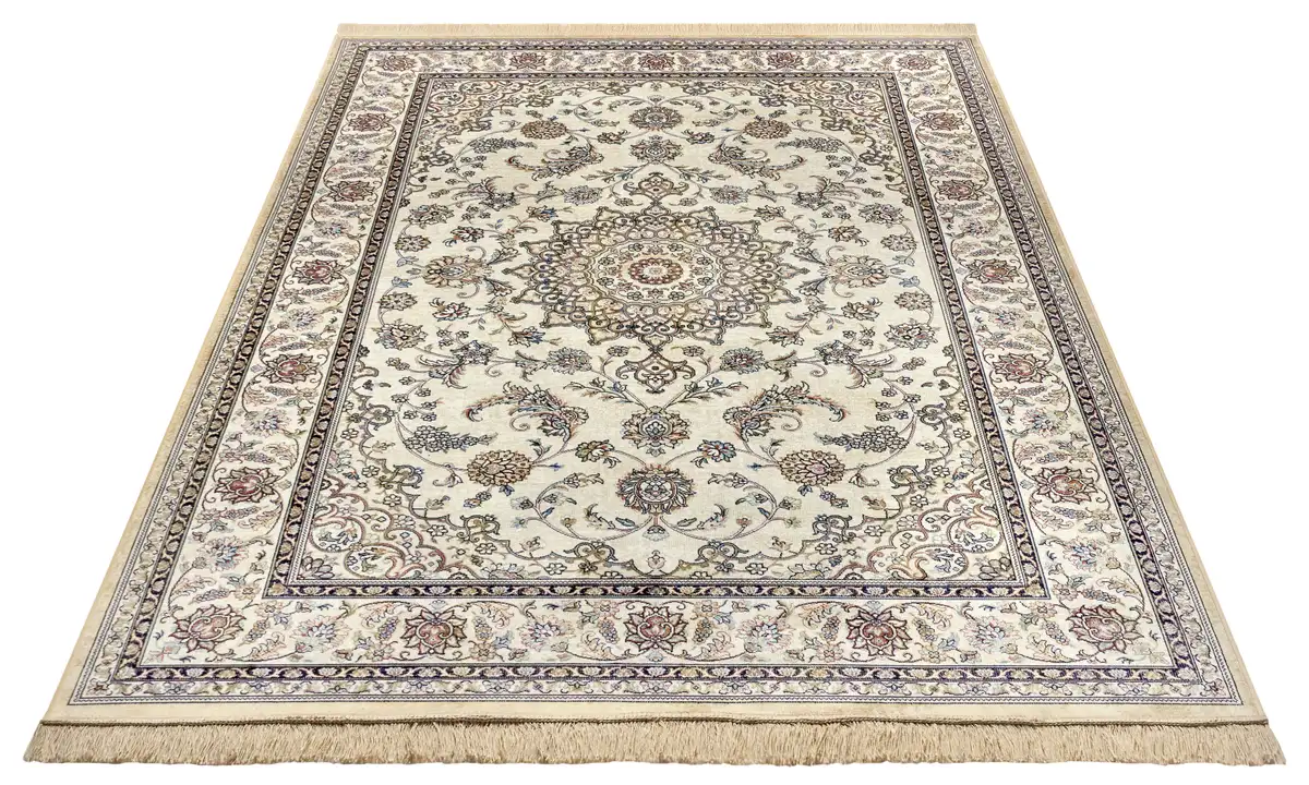 

Ковер freundin Home Collection "Almas", прямоугольный, восточный дизайн, винтажный вид, бахрома, простой в уходе, прочный 95х140 см, цвет Creme