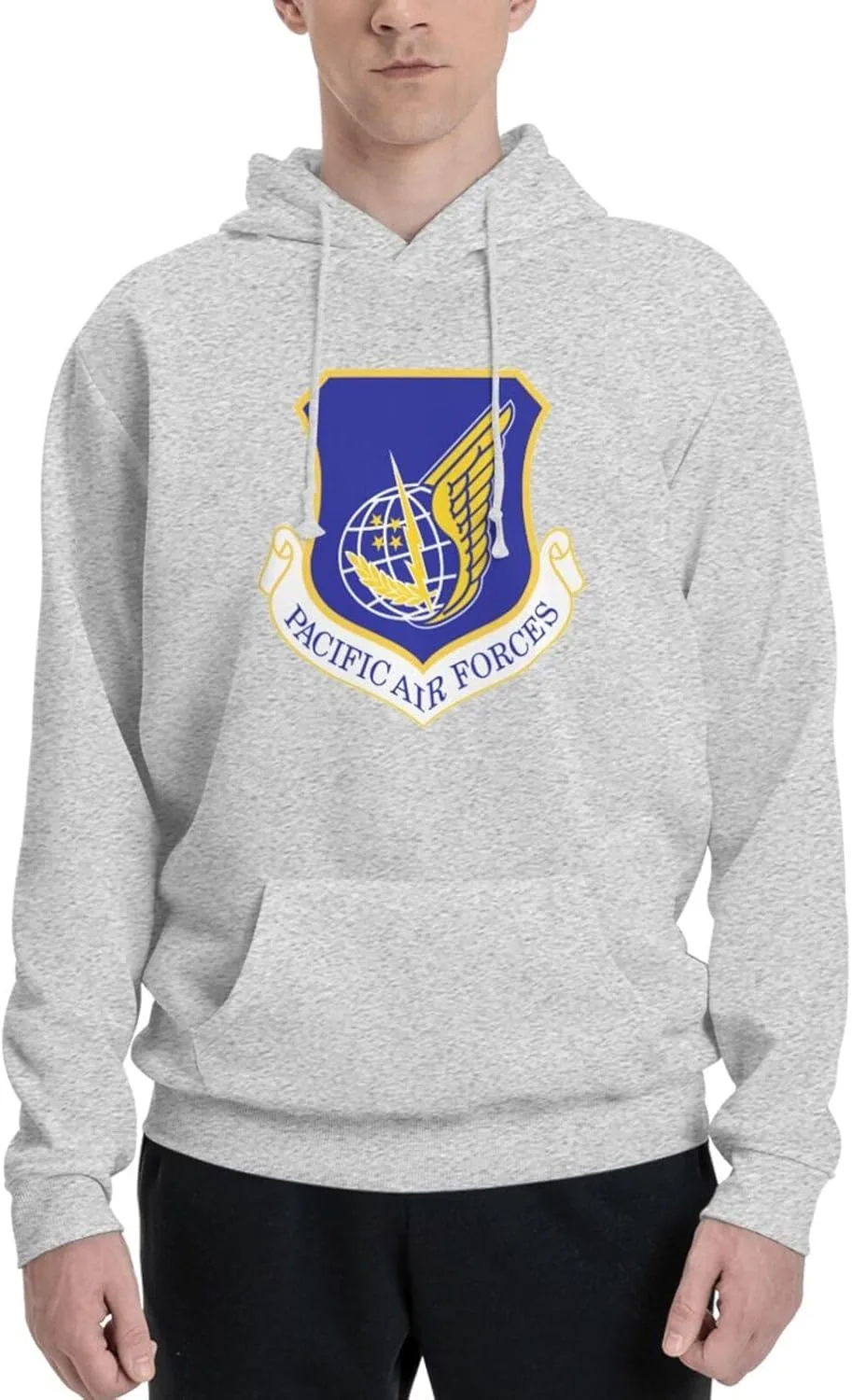 Generic Толстовка Pacific-Air-Forces мужская черная с капюшоном и карманом