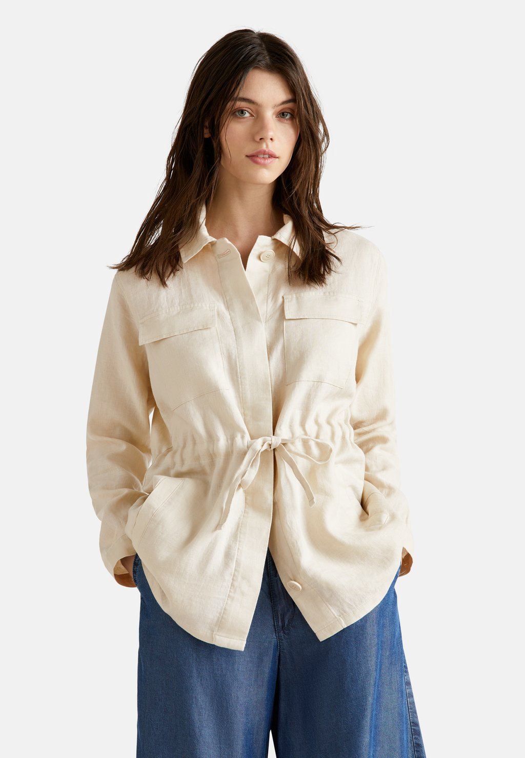 

Летняя куртка WITH DRAWSTRING United Colors of Benetton, бежевый