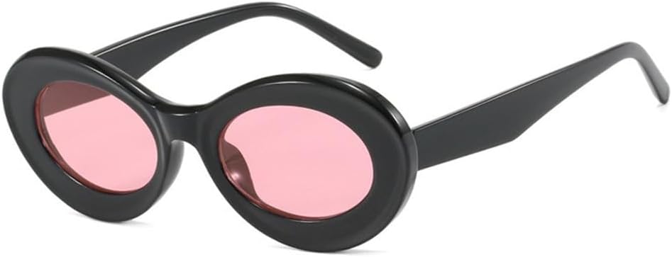 

Модные овальные и круглые солнцезащитные очки для женщин в стиле ретро, ​​прозрачные, с защитой от УФ-излучения UV400, для мужчин, винтажные солнцезащитные очки UJNHGQ, Black Pink