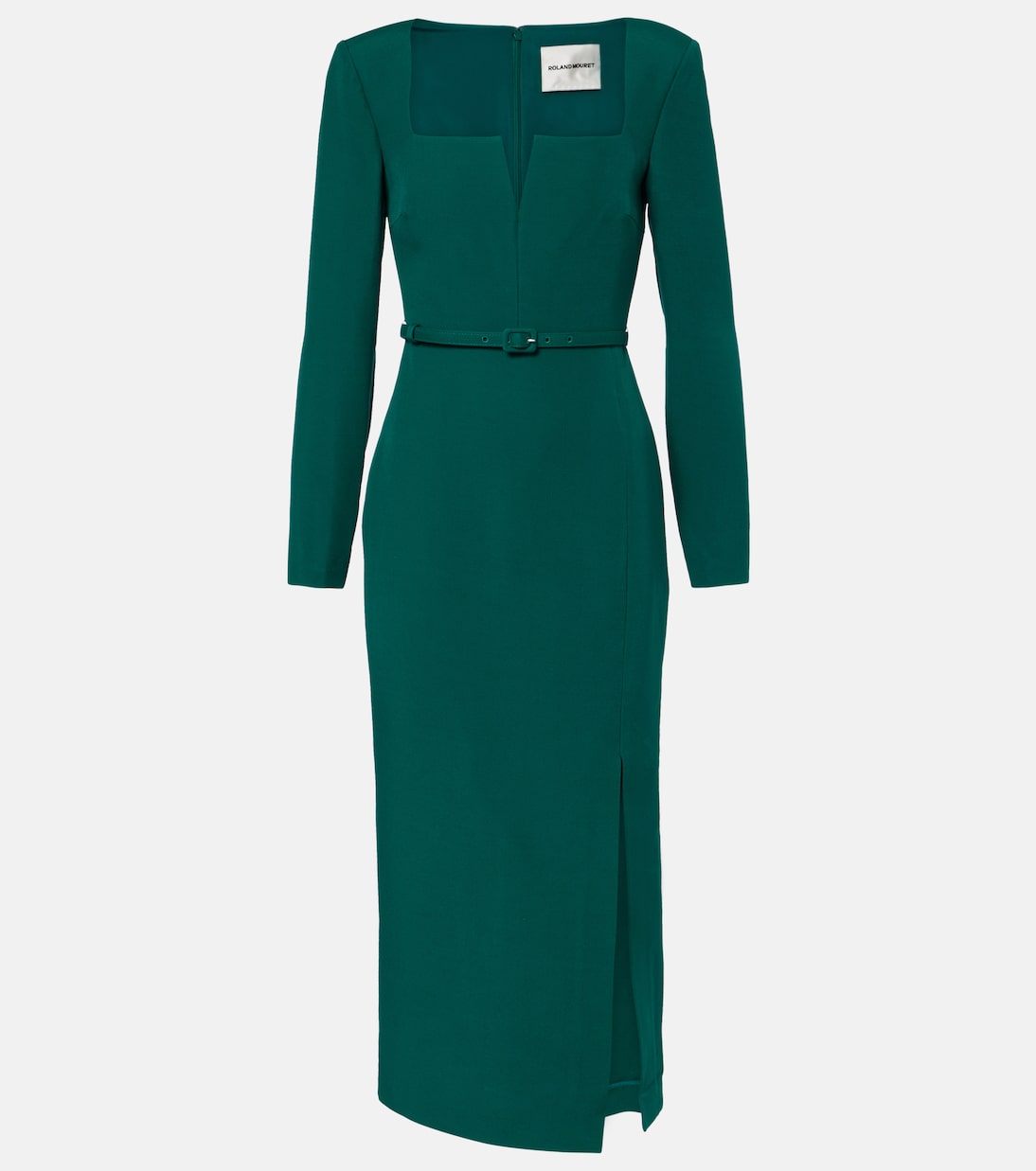 

Платье миди из шерсти и шелка с поясом Roland Mouret, зеленый