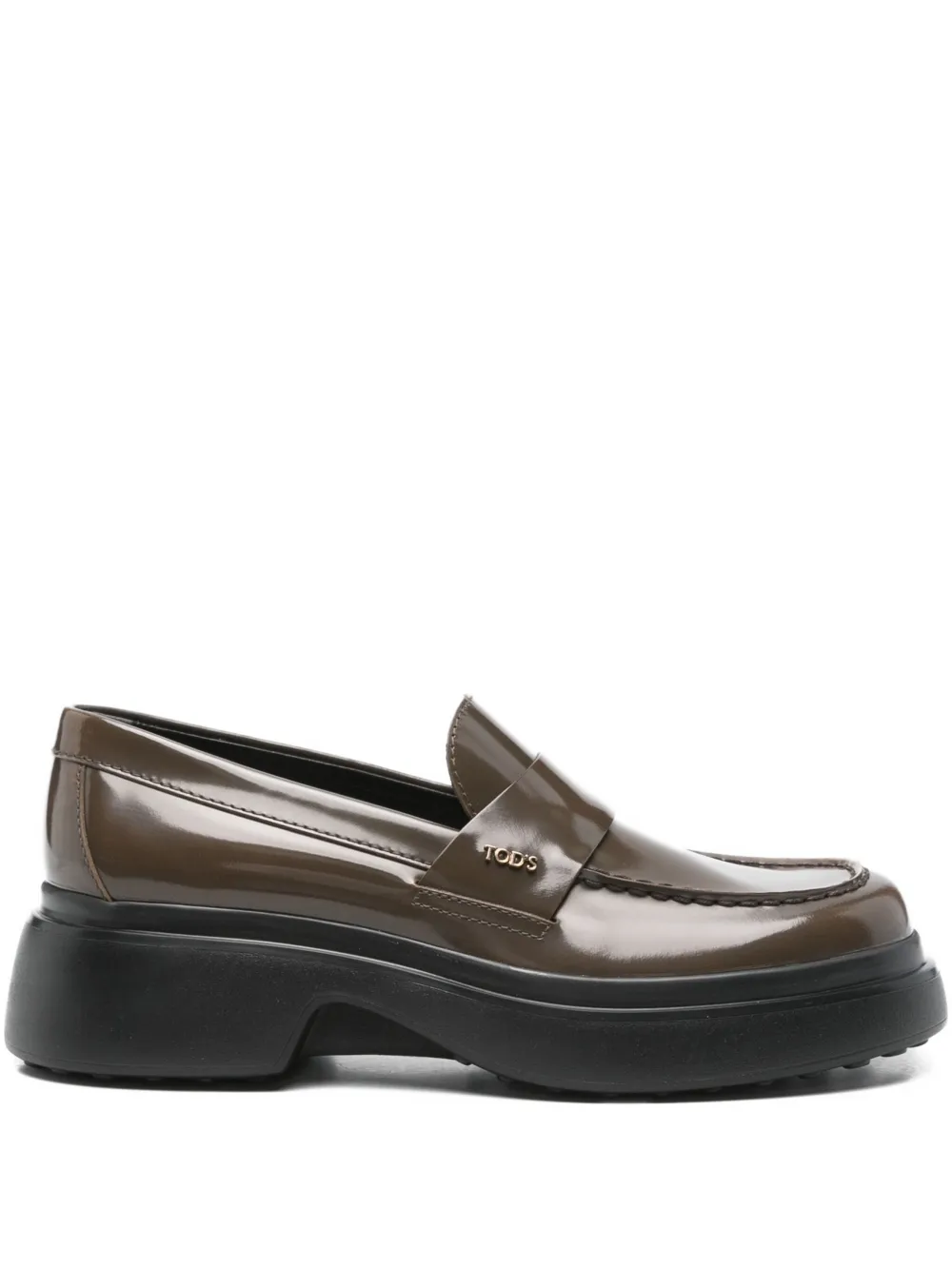 Кожаные лоферы на платформе TOD'S, зеленый