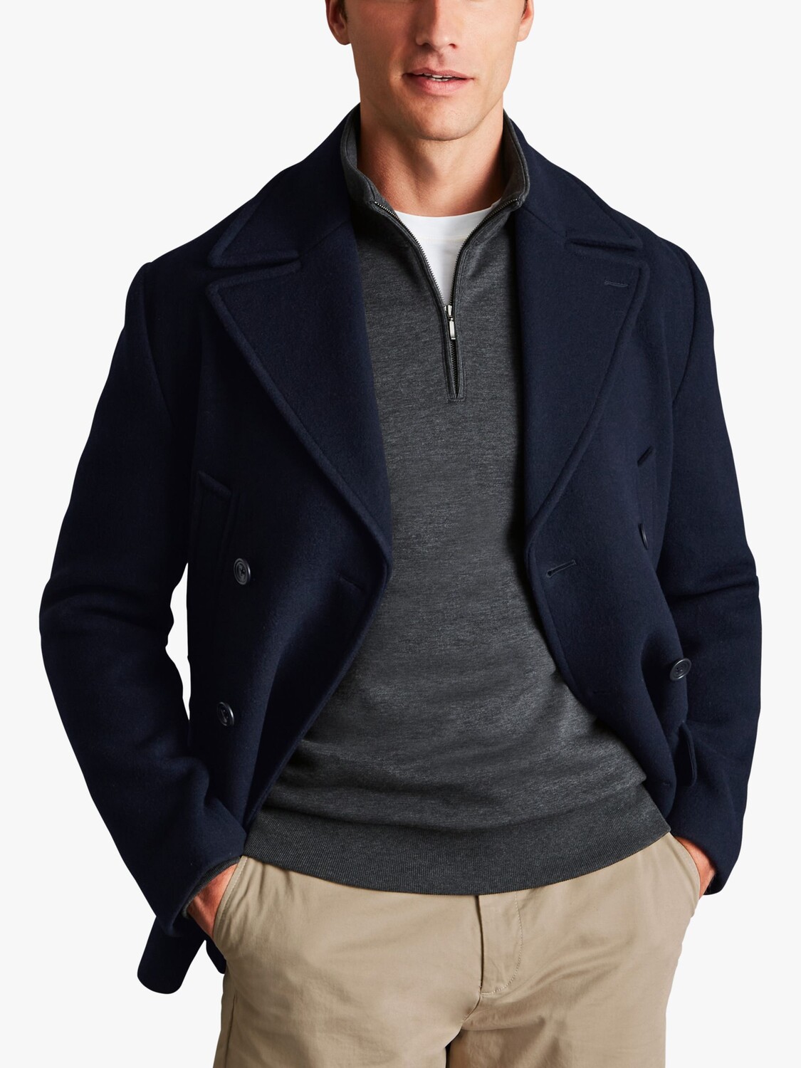 

Шерстяное полупальто Charles Tyrwhitt, темно-синий