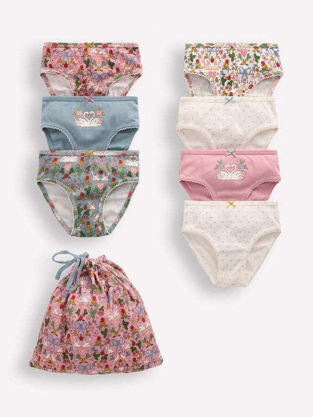 

Детские хлопковые трусики с принтом Mini Boden, Pack of 7, Festive Swans