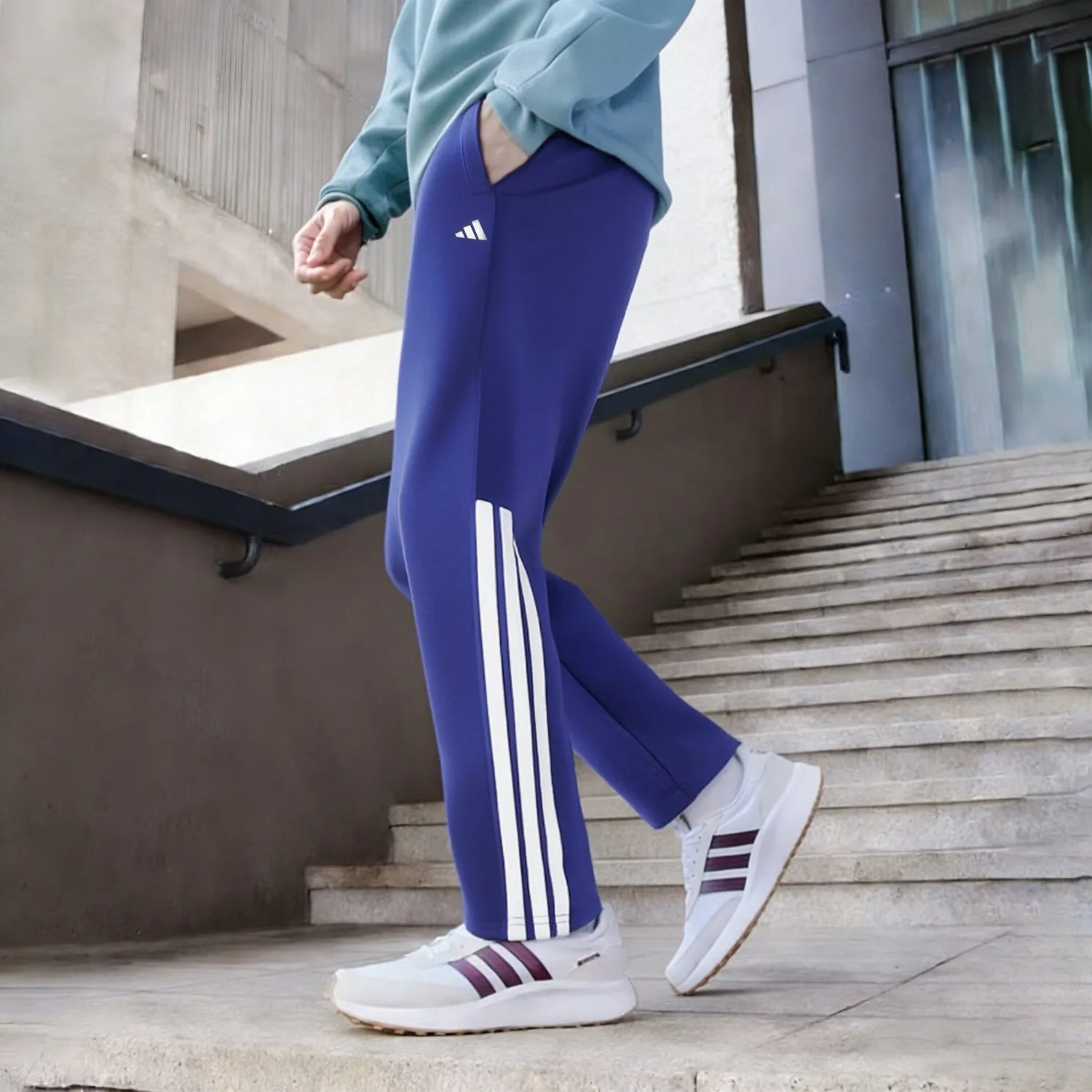 Adidas Спортивные брюки из трикотажной ткани унисекс синие — фото 4