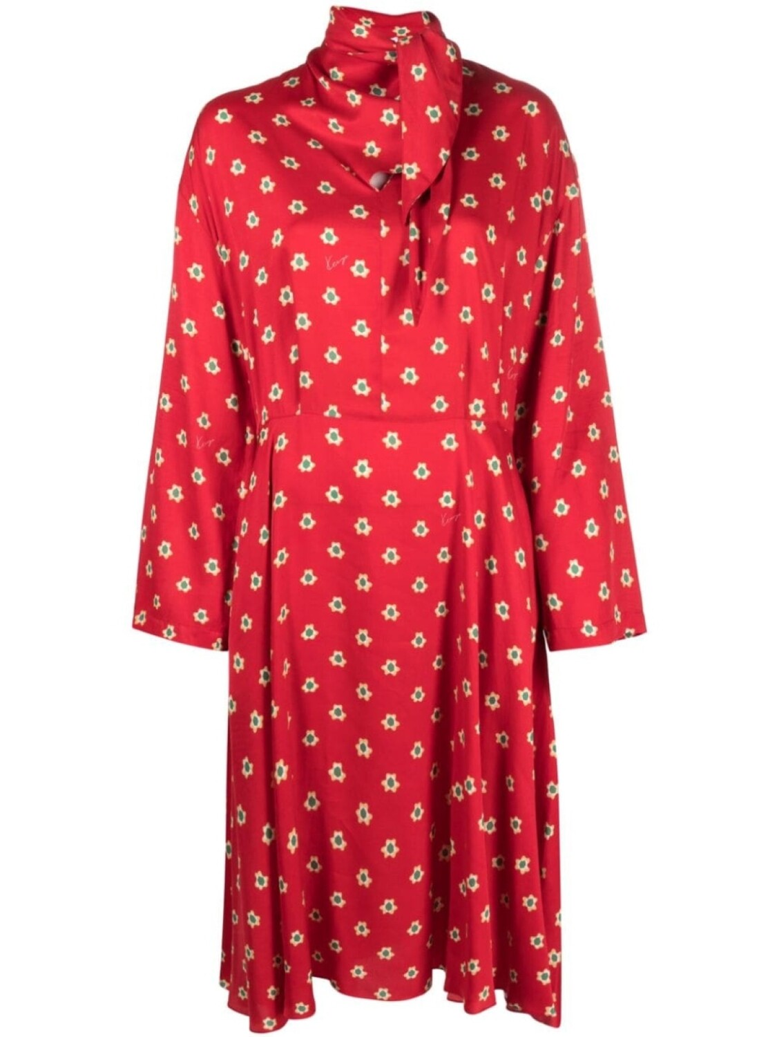 

Kenzo платье миди Teddy Flower со складками, красный