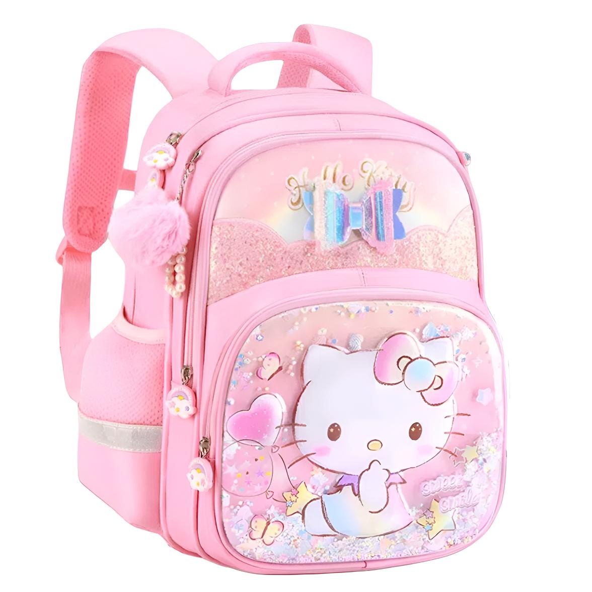 

Студенческий рюкзак из полиэстера обычный детский разноцветный Sanrio, розовый