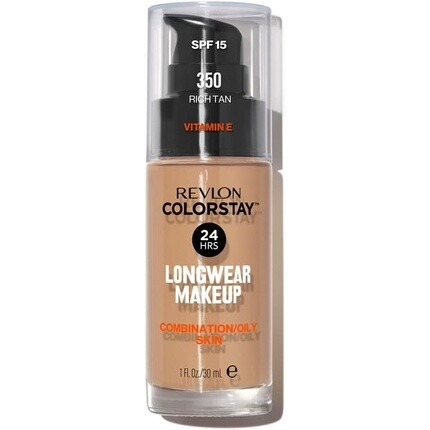 

Жидкая основа для макияжа Revlon Colorstay для комбинированной/жирной кожи SPF 15, средне-полное покрытие с матовым финишем, 30 мл, 350 насыщенного загара