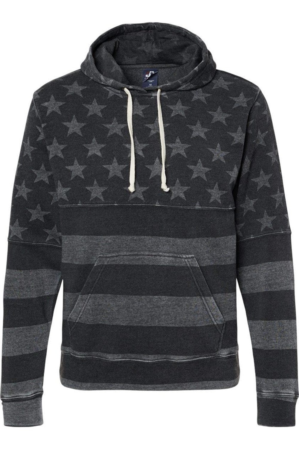 

Толстовка с капюшоном из флиса Triblend от J. America, цвет black stars & stripes triblend