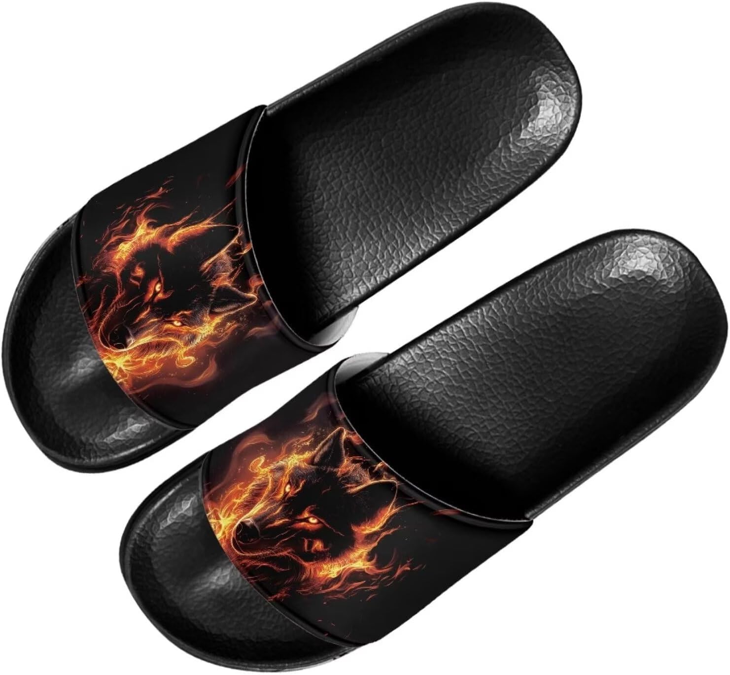 

Мужские шлепанцы Quxjehoe, быстросохнущие для душа, противоскользящие, легкие летние сандалии, размеры США 5-14, Fire Wolf