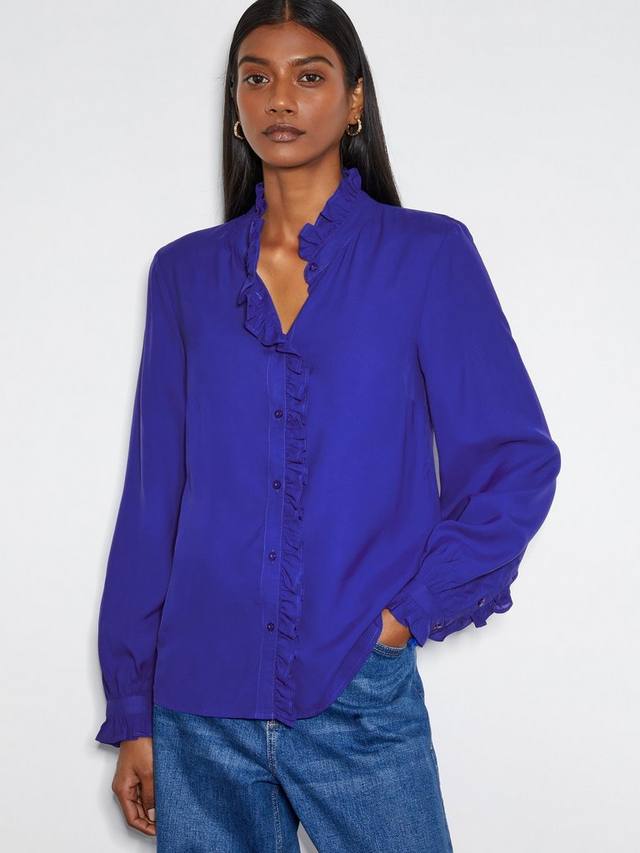 

Блузка сесили с оборками Monsoon, цвет Cobalt