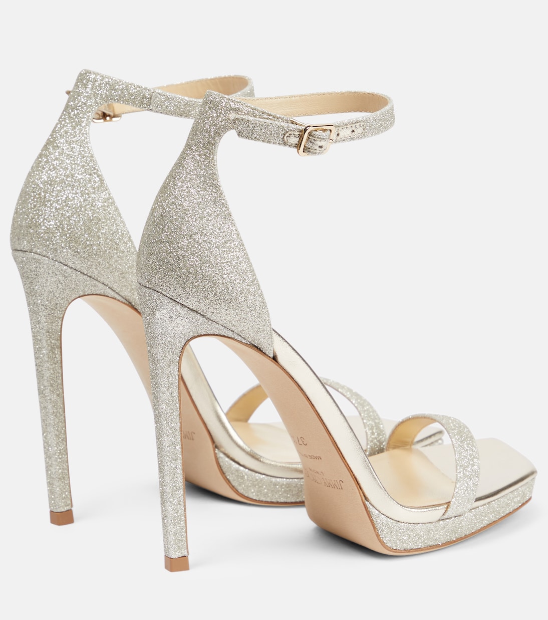 Сандалии из кожи с декором Alva 120 Jimmy Choo, Platinum Ice — фото 3
