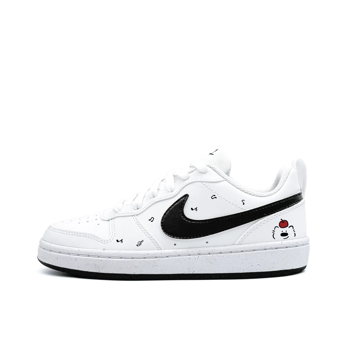 Кроссовки кеды детские Nike Court Borough с нотным рисунком белые