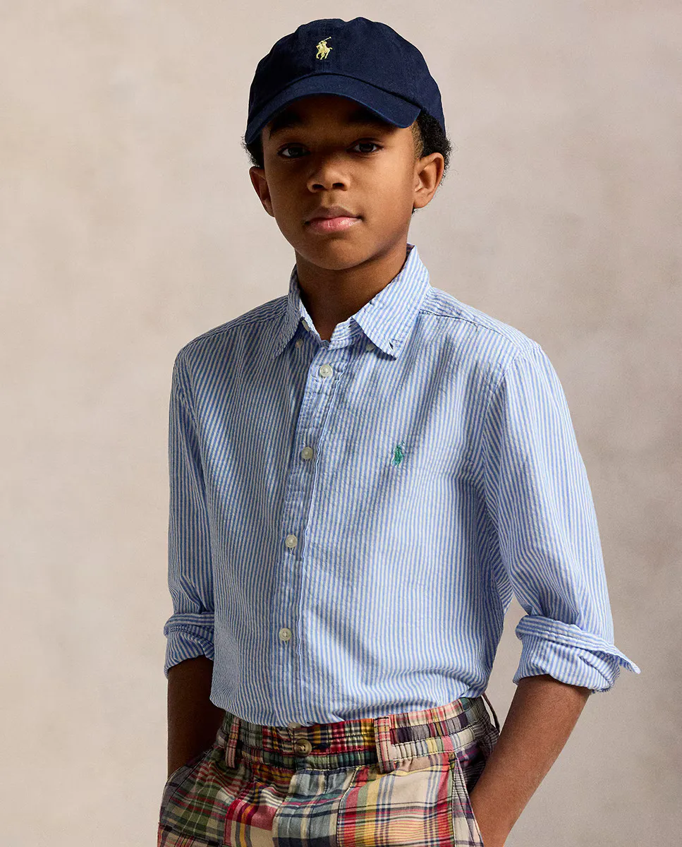 

Рубашка для мальчика из хлопка с длинными рукавами Polo Ralph Lauren, синий