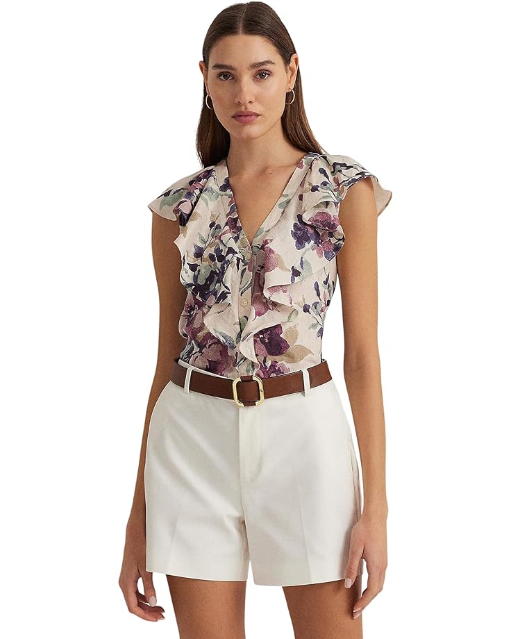 

Рубашка LAUREN Ralph Lauren Floral Linen Flutter-Sleeve, цвет Cream Multi