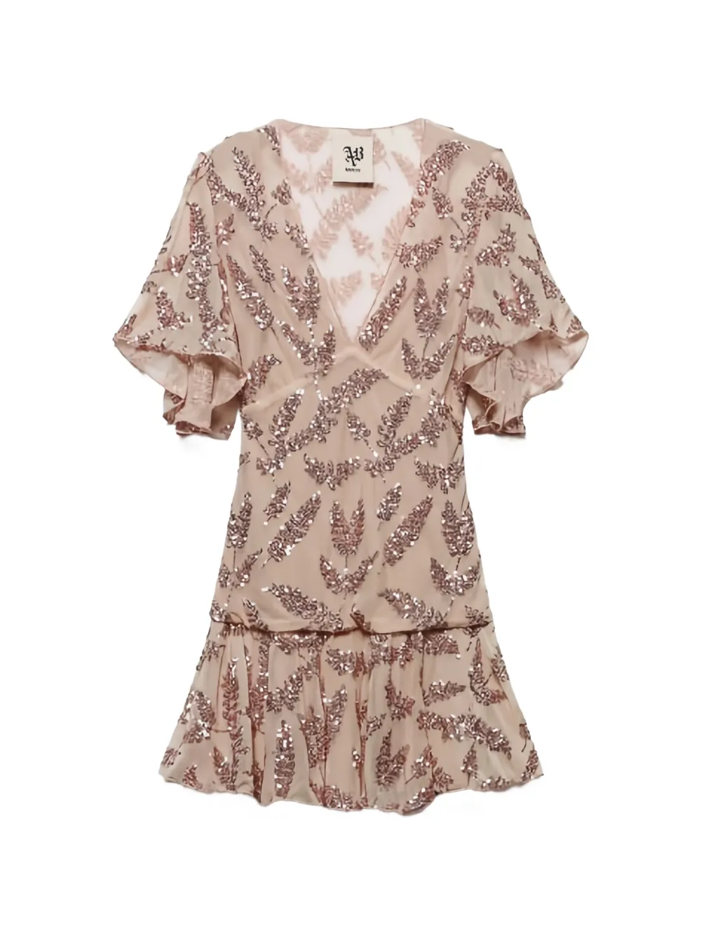 

Мини-платье Uma с V-образным вырезом и отделкой декором Aniye By, розовый