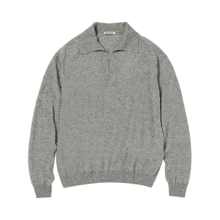 

Поло Auralee Super Fine Cashmere Silk Knit Skipper Polo 'Grey', серый