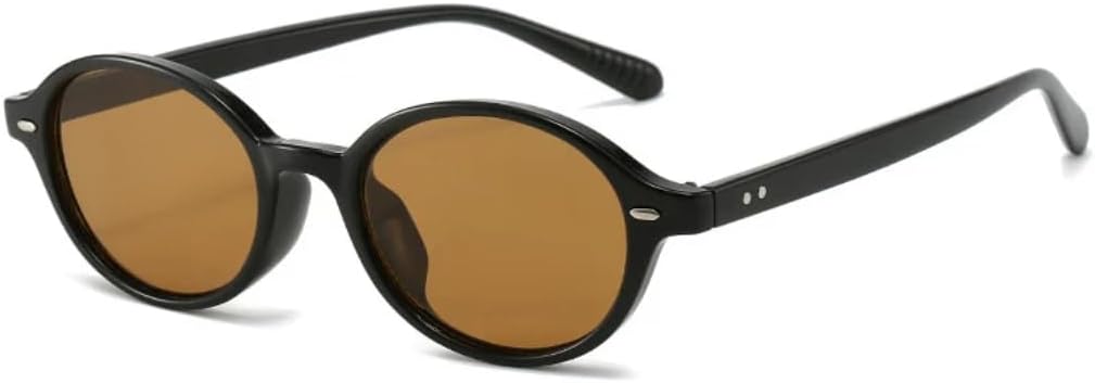 

Солнцезащитные очки для мужчин и женщин - защита UV400 - маленькие овальные заклепки, темно-зеленый цвет, для занятий спортом на открытом воздухе и вождения DSVIGF, Black Tea