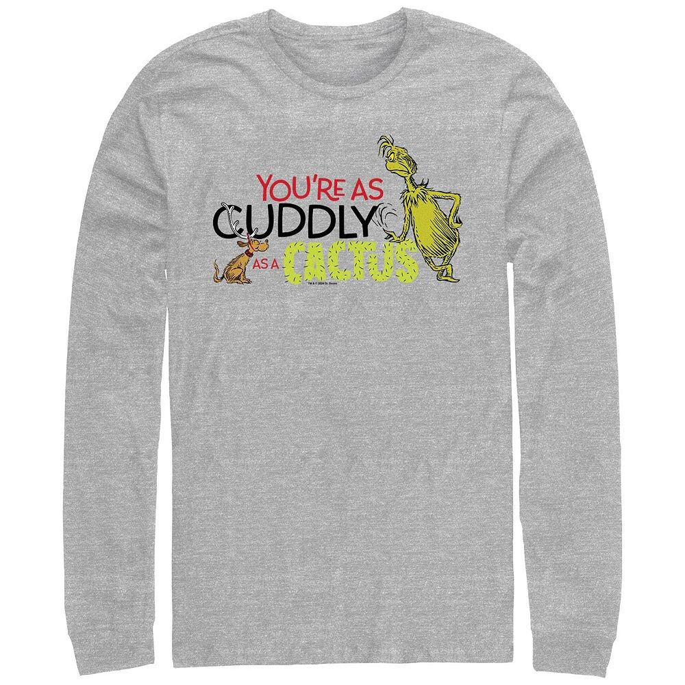 

Футболка Big & Tall Dr. Seuss Grinch с рисунком «Мягкий кактус» и длинными рукавами Licensed Character, цвет Athletic Heather