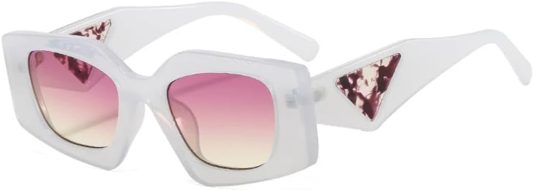 

Популярные модные солнцезащитные очки «кошачий глаз» в форме многоугольника для женщин, ретро-стиль, гелевые цветные линзы, защита от УФ-излучения UV400, прозрачная оправа для мужчин UATXTAU, White Purple Yellow