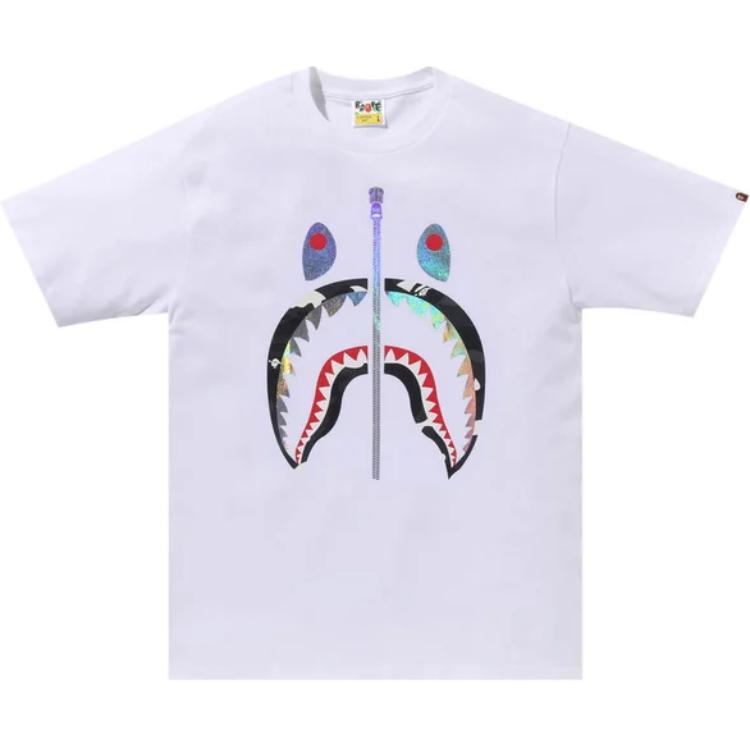 Футболка Bape City Camo Shark SS24 A BATHING APE, бело-серая — фото 3