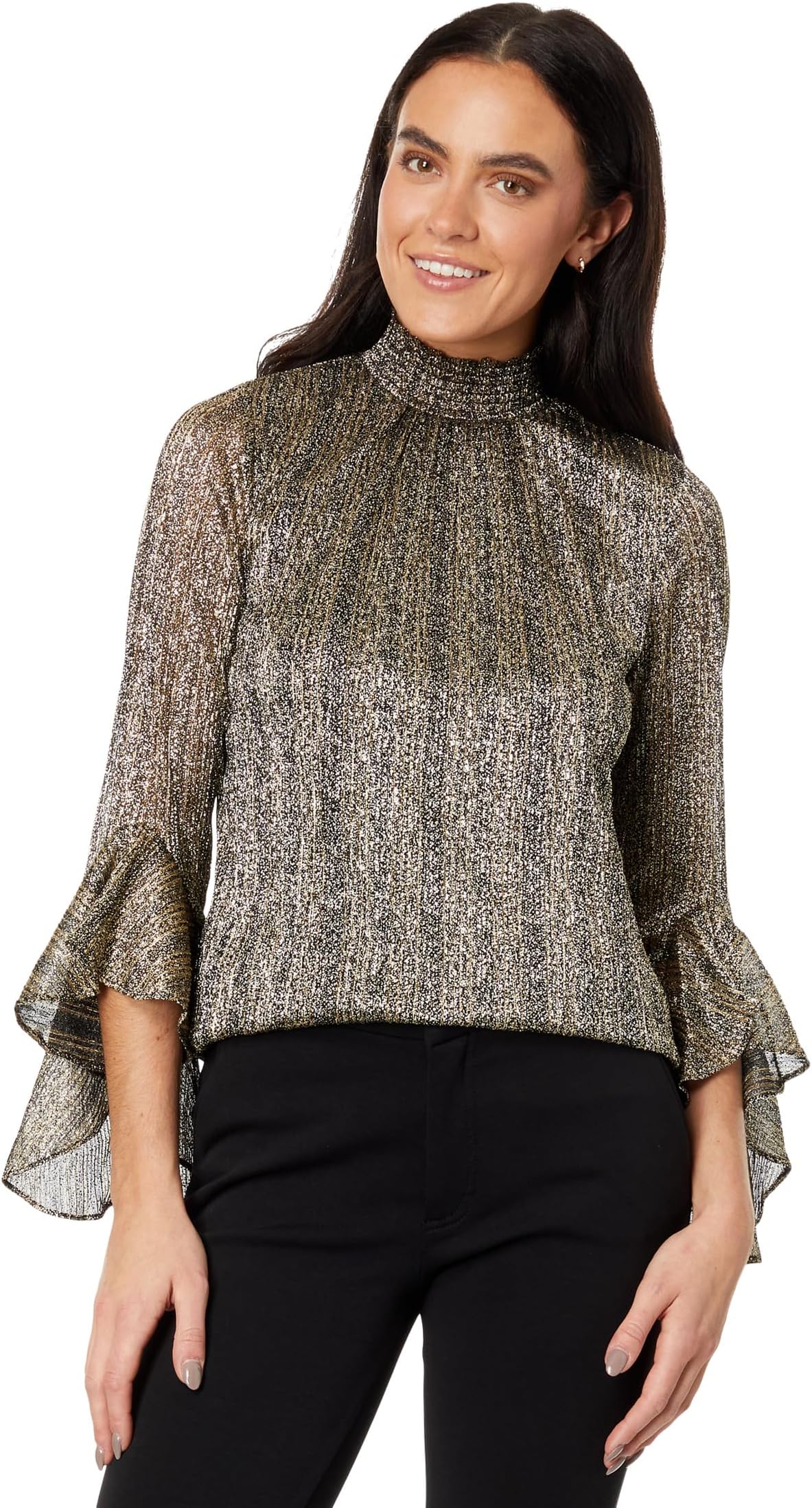 

Блуза Vince Camuto Shirred Mock Neck Blouse, цвет Rich Black