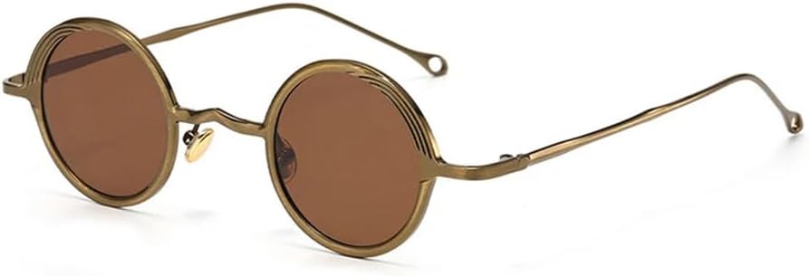 

Металлические маленькие круглые панк-солнцезащитные очки для мужчин и женщин, прозрачно-голубые, UV400, для занятий спортом на открытом воздухе и верховой езды UYPTK, Bronze Tea